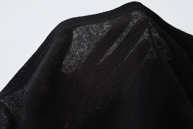 V Neck Long Sleeve Top Sexy Sheer Black T Shirts Trending 2025 Autumn Clothes for Woman