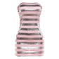 Pink and Silver Metallic Striped Bandage Mini Dress Sexy Birthday Outfits Woman Club Strapless Bodycon Dress