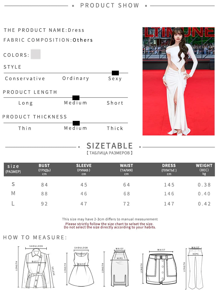 Fashion Elegant 2-Piece Set Women One-Sided Sleeve Skew Collar Irregular Folds t-Shirt+High Slit Long Skirt Autumn Suits