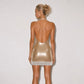 Glossy Champagne Lace Trim Deep V Neck Halter Mini Dresses Sexy Clubwear Birthday Dress for Woman 2026