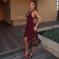 Handkerchief-hem String Back Halter Midi Dress Black Fashion Woman Clothing Elegant Dresses Casual