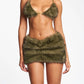 Summer Fur Mini Skirt Elegant Lady Ruched Low Rise Bodycon Skirt Y2K Vintage Plush Pencil Skirt Chic Women Party Club