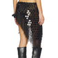 Women Boho Handmade Crochet Sequin Fringe Wrap Skirt Asymmetrical Tassel Beach Cover Up Summer Festival Streetwear