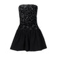 Sparkle Sequin Strapless A-line Mini Dresses Women Sexy Party Dress Summer 2025 Black Night Club Outfits