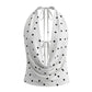 Women’s Satin Halter Tank Tops Summer Fashionable Dot Print Cowl Neck Backless Going Out Vest Party Club Rave Outfit