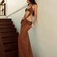 Hottie Knot Sexy Maxi Dress Women Halter Hollow Cross See Through Hem Sleeveless Backless Folds Beach Party Wild Vestidos