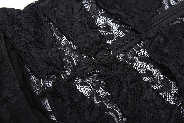 See Through Jumpsuits Woman Metal Rings Patchwork Hollow Design Sexy Full Sleeve Midnight Club Party Wild Style Overalls