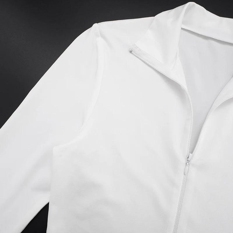 Sporty 3 Piece Set Women Tracksuit Casual Full Sleeve Zip Turtleneck Jacke+Shorts+Foot Cover Matching Street Outfits