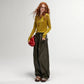 Women's Mock Neck Long Sleeve Tee with Cuff Button Detail, Slim Fit Heather Casual Top for Everyday Wear