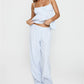 Striped Spaghetti Strap Peplum Top And Wide Leg Pants 2 Piece Set Women Casual Loungewear For Summer Beach Vacation