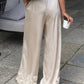 Women Satin Silk Lace Trim Pants Y2k High Street Elastic Waist Wide Leg Pj Lounge Boxer Bottoms Trendy Causal Trousers