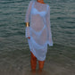 Women Beach Cover Up Solid Color See-Through Long Sleeve Summer Swimsuit Coverup Bathing Suit Cover Ups Long Dresses