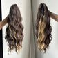 Synthetic Claw Clip Ponytail 18Inch Long Wavy Black Brown Heat Resistant Type Layered Horse Tail  Hair Extension