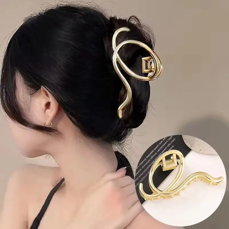 Metal Hair Clip Fashion Barrettes Korean Geometric Black Bow knot Hair Claw for Women Thick Thin Accessories Bath Crab Clamp
