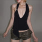 Sexy Cropped Tank Top Women Fashion Asymmetrical Deep V Neck Backless Halter Tops 2026 Summer Clothing