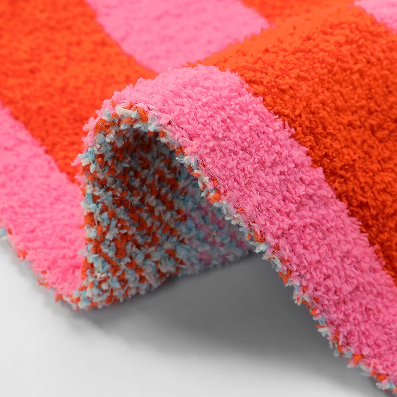 Cute Striped Color Block Bow Letter Graphic Home Blanket