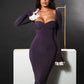 Elegant Long Sleeve Sexy Maxi Dress For Women Gown Fashion Patchwork Square Collar Bodycon Evening Fishtail Dress