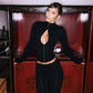 Ladies Suits 2 Piece Set Long Sleeve Top and Flare Pants Matching Sets Sexy All Black Outfits Clubwear