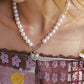 Minimalist Faux Pearl Necklace with Planet‑Shaped Rhinestone Pendant, Elegant Dainty Chain for Daily Wear