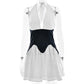 Deep V Neck Backless A-line Short Dresses French Elegant Sexy Patchwork White Summer Dress Womans Clothes