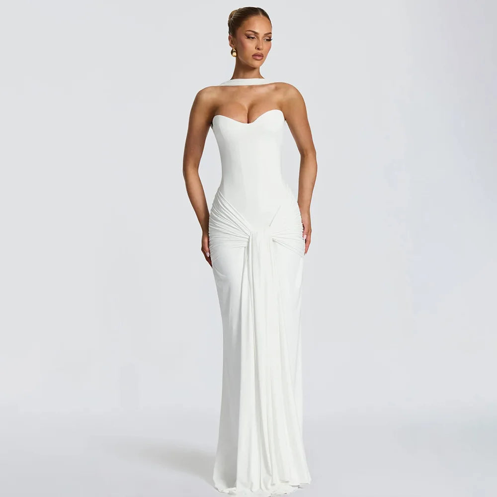 Black Evening Dresses Woman Elegant Sexy Front Tie Backless Halter Maxi Dress