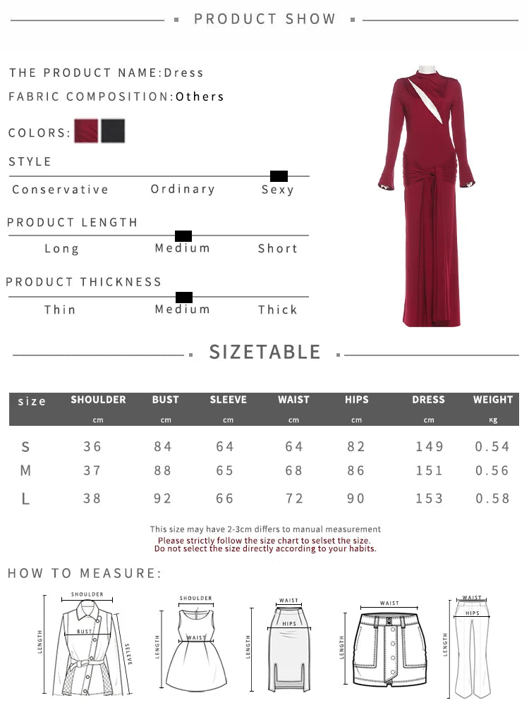 Christmas Hollow Maxi Dress Women o-Neck Folds Flare Sleeve Bandage Long Tassel Solid Skinny Elegant Banquet Vestidos