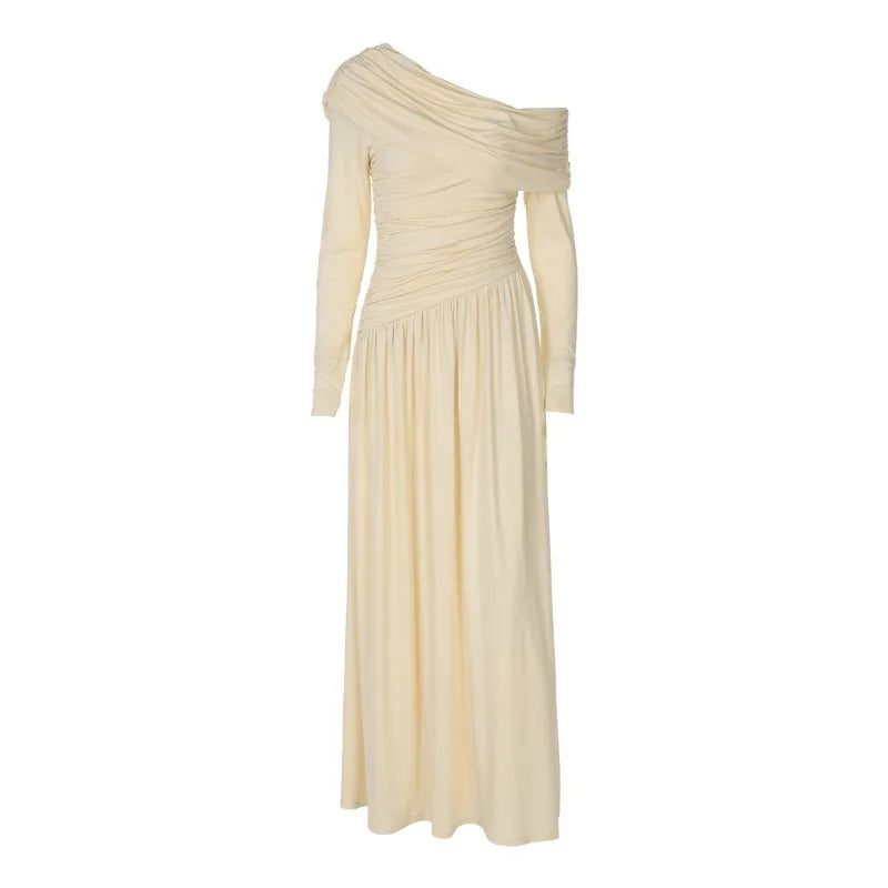 One Shoulder Long Sleeve Maxi Dress Fall 2025 Woman Elegant Dinner Gowns for Evening Party Dresses