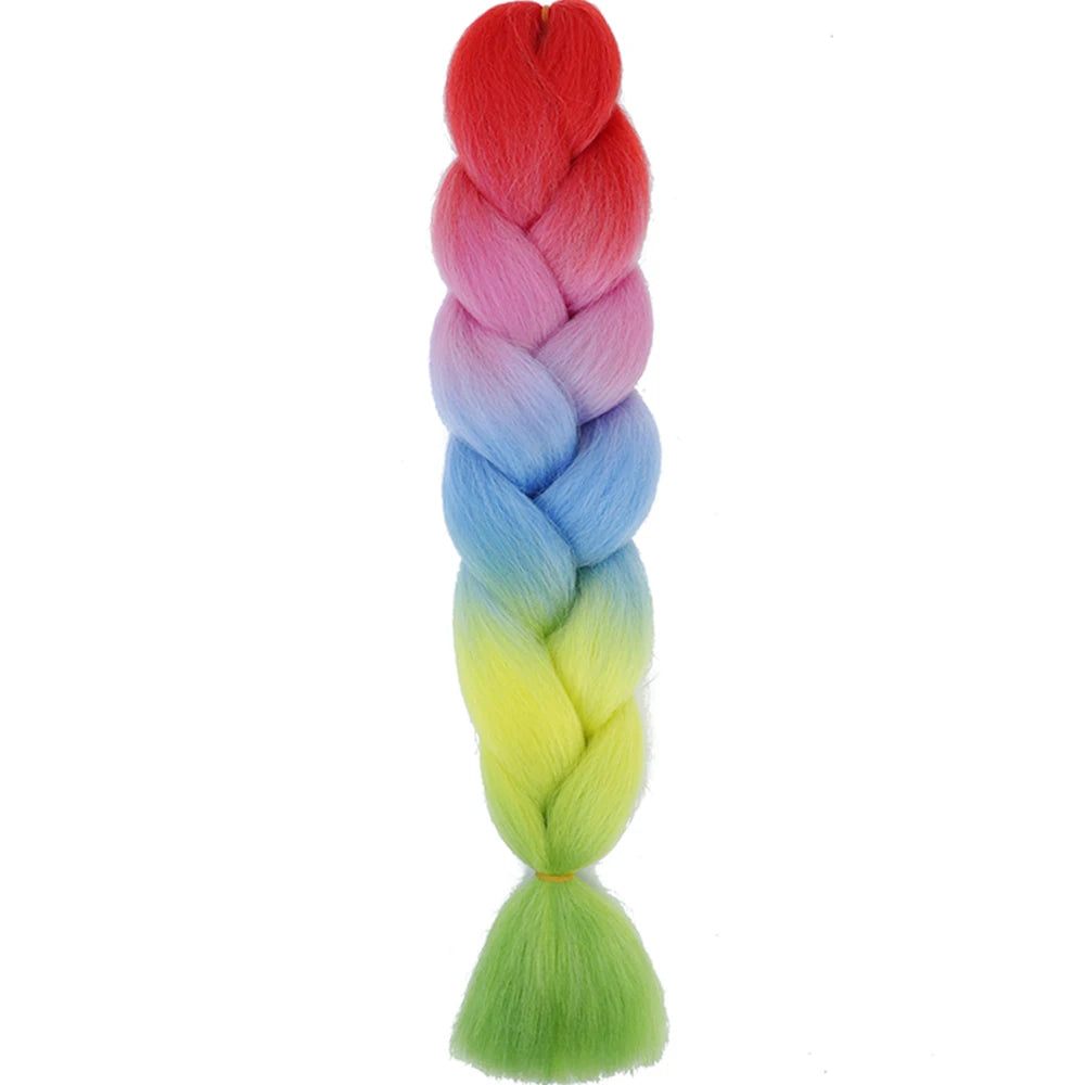 24 Inch Jumbo Box Braids Extensions Synthetic Braiding Hair DIY Hair Braids For Children Pink Purple Yellow Gray