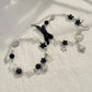 2Pcs/Set Aesthetic Ribbon Imitation Pearl Bracelets for Women Beads Acrylic Star Pendant Bangles Wedding Jewelry New