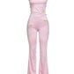 O-Neck Stretch 2 Piece Set Women Heart Hollow Sleeveless Tops+Skinny Pants Vacation Casual Simple Elegant Solid Suits