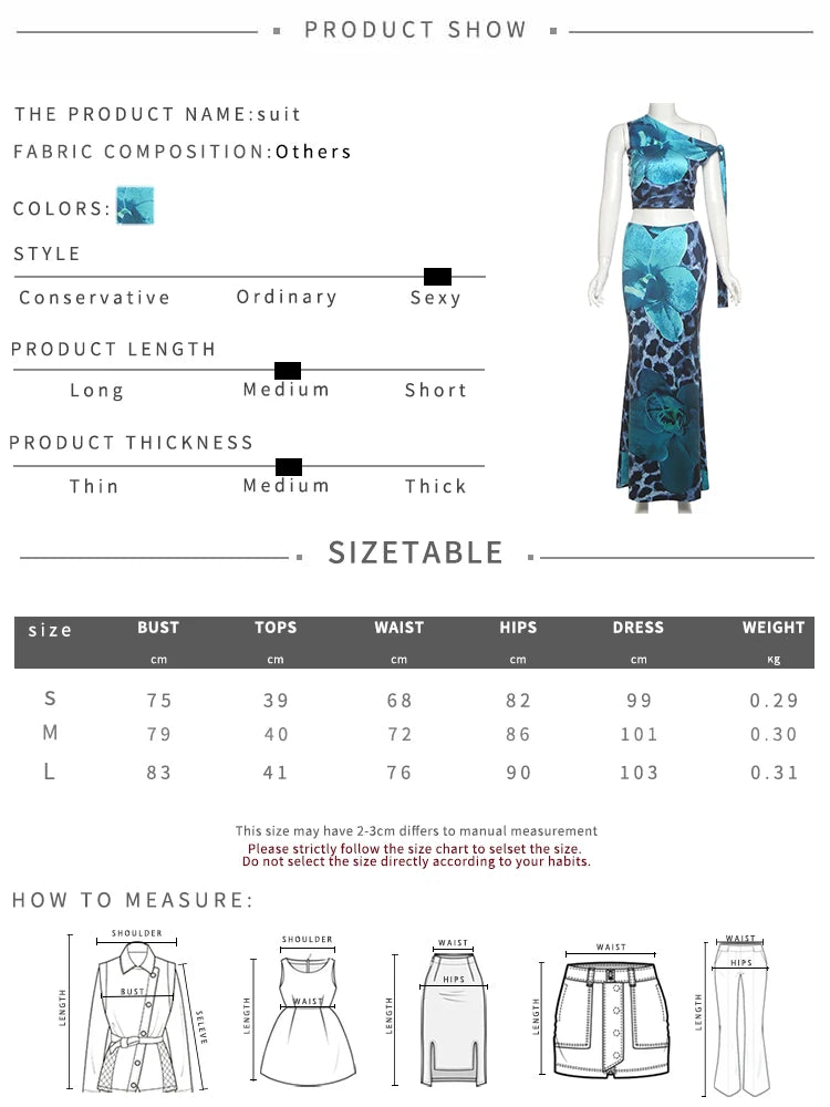 Leopard Flower Print 2 Piece Set Women Skew Collar Ribbon Crop Tops+Skinny Ruched Skirts Midnight Wild Style Outfits