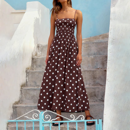 Women Striped Boho Maxi Slip Dress Sleeveless Color Block Flowy Beach Dress Square Neck Ruffle Long Sundress