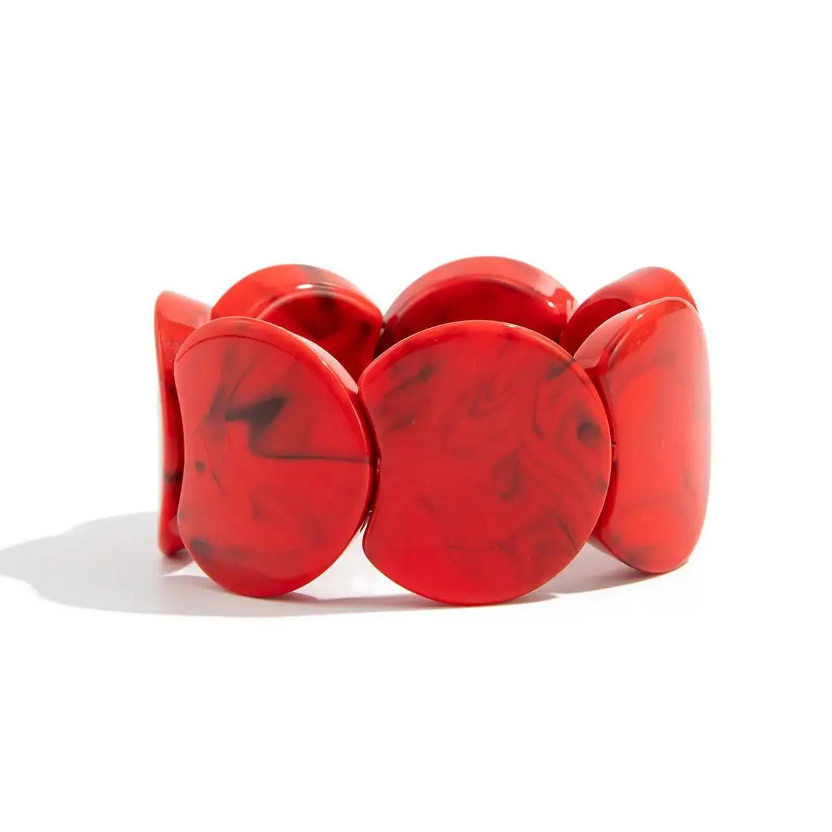 Vintage Wide Resin Acrylic Bracelet Set for Women Exaggerated Stacking Bangle Trendy Red Pink off White Smudge Splicing Jewelry