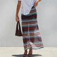 Y2K Casual Womens Striped See Through Mesh Long Skirt Elastic Waist Flared Hem Sheer Maxi Skirt Street Vacation Outfit
