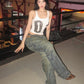 Digital Print Vest Women Hottie u-Neck Skinny Simple Elasticity Sporty Fashion Street Party Classic Casual Daily Topsr