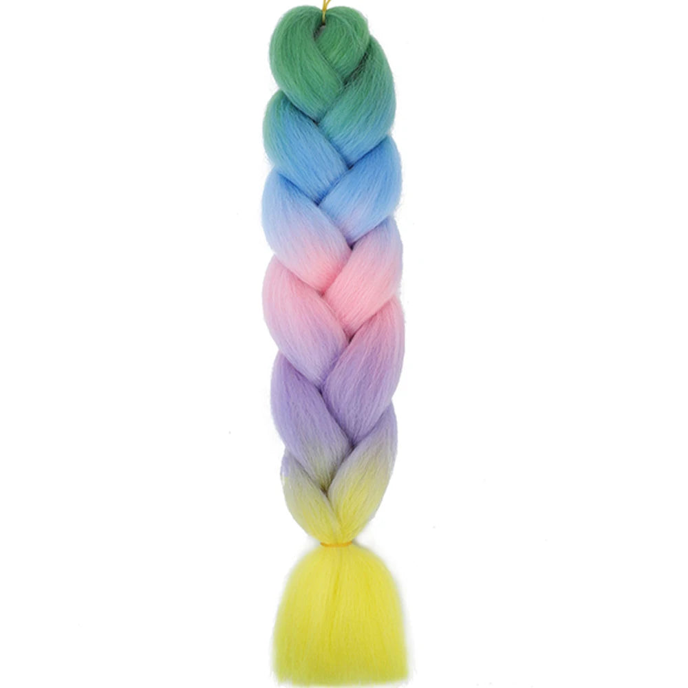 24 Inch Jumbo Box Braids Extensions Synthetic Braiding Hair DIY Hair Braids For Children Pink Purple Yellow Gray