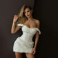 3d-Flower Off Shoulder Backless Mini Dress Sexy White Party Dresses Woman 2026