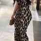 Leopard Print Maxi Dress Women Low-Neck Cross Halter Patchwork Sexy Midnight Hottie Classic Street Prom Party Vestidos