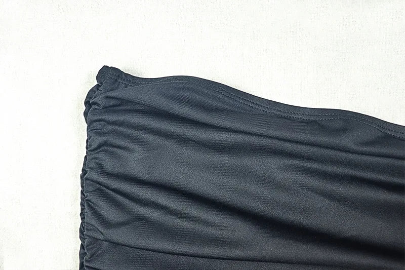 Velvet Sexy 2 Piece Set Women Y2K Strapless Ruched Patchwork Dress+Ribbon Scarf Coquette Midnight Party Club Bodycon