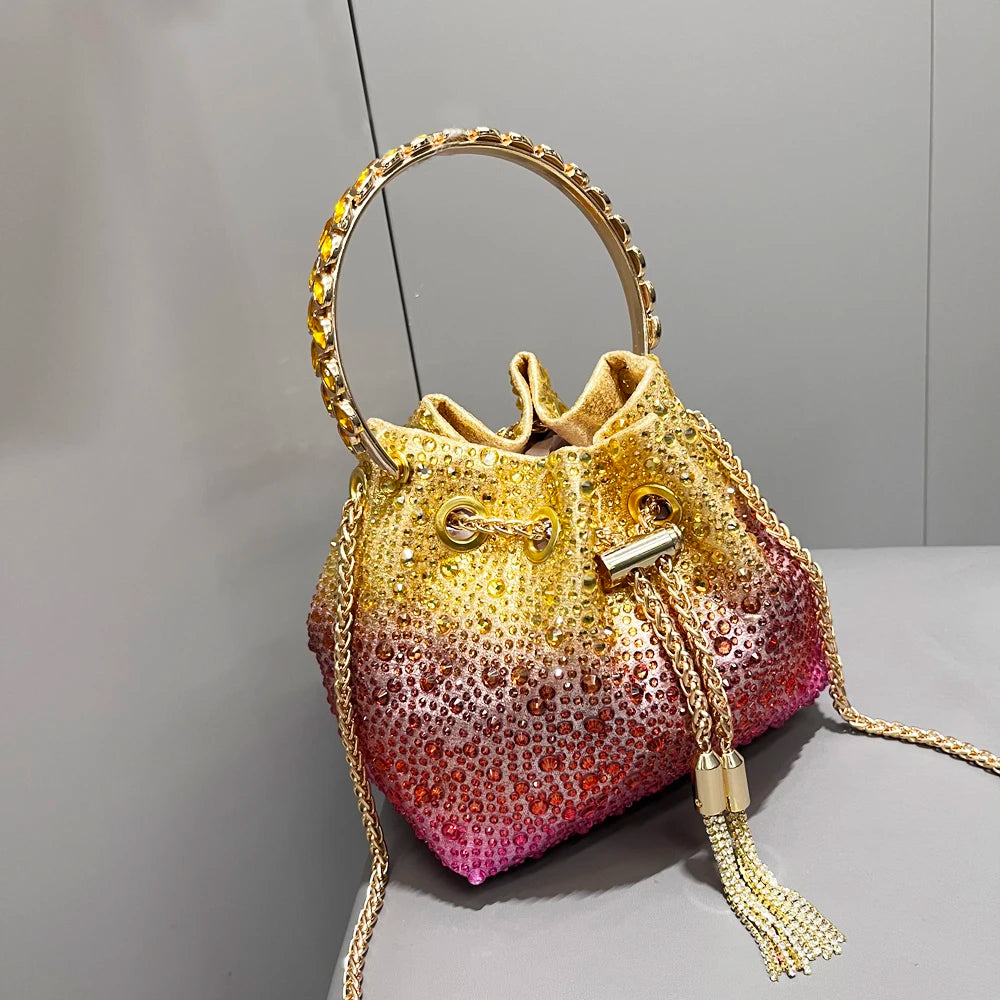 Rhinestones Evening clutch Bag Purses and handbag luxury Designer shoulder bag Shiny Crystal Clutch purse bucket bag