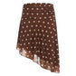 Brown and White Polka-dot Asymmetrical Midi Skirt for Woman Clothing
