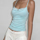 Patchwork Lace Camisole Women Bead Low-Neck Elasticity Simple Classic Sexy Music Festival Hip-Hop Style Streetwear