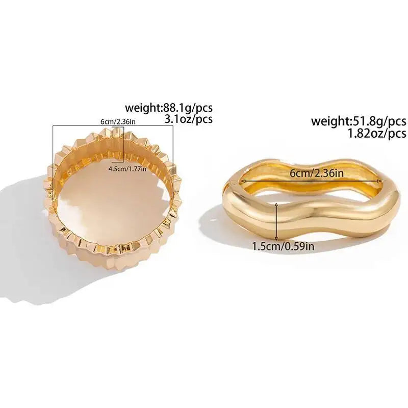 2026 Irregular Wide Cuff Stacking Bangles Women Trendy Punk Metal Opening Hand Accessory Hip-Hop Jewelry Gift