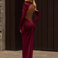 Backless Maxi Dress Women Shoulder Pads Long Sleeve Waistless Peach Buttocks Ruched Elegant Banquet Skinny Vestidos