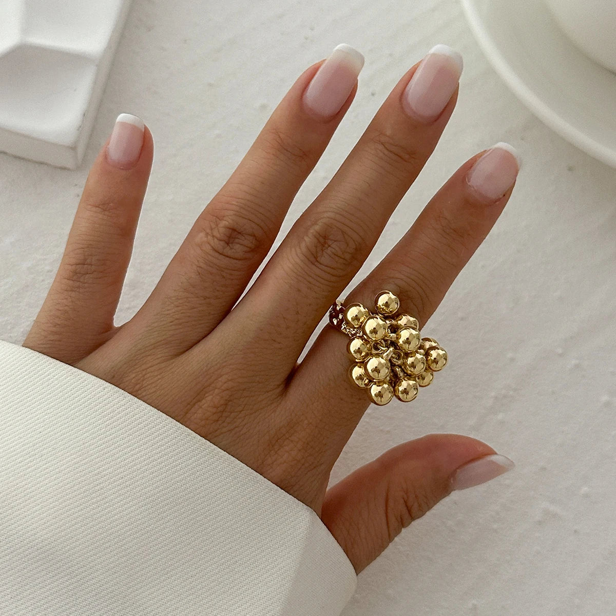 Unique Exaggerated Large Petal Flower Rings for Women Vintage Geometric Adjustable Finger Ring Grunge Jewelry Steampunk