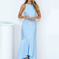 Elegant Satin Backless Sexy Maxi Dress Women Fashion Sleeveless Backless Pleated Bodycon Club Party Long Dresses