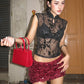 Slim Tank Top Women  Leisure Sexy See Through Sleeveless Plum Blossom Print Fashion Hottie Stretch Trend Street Club Vest