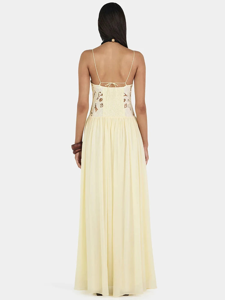Lace Corset Sexy Maxi Dress Women Elegant Spaghetti Strap Sleeveless Backless Bodycon Club Party Long Dresses Summer