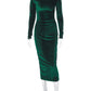 Elegant Velvet Long Sleeve Sexy Maxi Dress For Women Autumn Winter New Fashion O Neck Bodycon Club Party Long Dress
