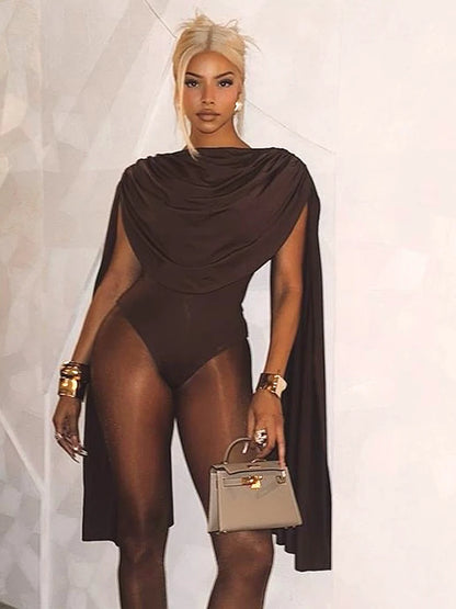 Tassel Swing Collar Bodysuit Women Chic Elegant Hipster Summer Fashion Sleeveless Wild Basic Midnight Stretch Tops